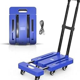 HARIGYAN Heavy Duty Foldable Platform Trolley for Heavy Weight/Material Handling Goods with Capacity of 150KG with 6 Wheels and 1 Elastic Ropes for Luggage, Travel, Moving, Shopping, Office Use-61