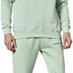 Sea Green Men's Basic Solid Round Neck Cotton Fleece Tracksuit-image-67