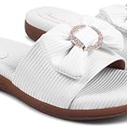 Women's Platform Slippers with Rhinestone Buckle, White Patent Leather, Rubber Sole-image-3