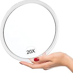 YoHumk 20X Magnifying Mirror with Suction Cups - 6 Inch Perfect for Makeup Tweezing Blackhead and Blemish Removal Pluck Eyebrows Great for& Travel See Details Clearly, White (YH-01)-57