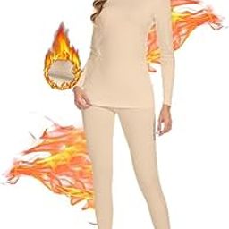 Thermal Underwear Set for Women,Long Johns Thermal Underwear for Women Lined Base Layer Pajama,Winter Warm Base Layer Tops & Bottom Cold Weather for Daily Wear and Outdoor Sports-image-26