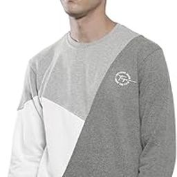 Men Regular Fit Colourblocked Crew Neck Overhead Sweatshirt-image-2