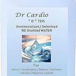 Dr Cardio Distilled water "0" TDS Deionised | Demineralised | pH - 6.5-7 Salt free 100% Pure for UPS Inverter battery Lab use radiator salons 5 ltr-23