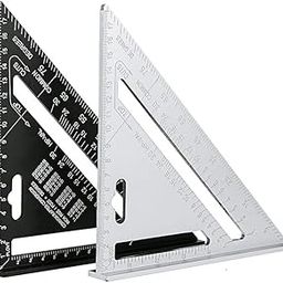 Premium Aluminum Alloy Double Side 90 Degree Right Angle Triangle Scale Ruler with Metric Inch Measurement (SLIVER) (PACK OF 1)-98