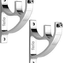 Ferio Curtain Rod Holder | Curtain Rod Support | Curtain Accessories | for Home Decor | Window Fitting Hardware & Accessories | Rod Brackets for Window and Door (Chrome, Pack of 2)-image-47