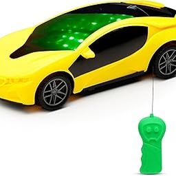 Gooyo 6328-2 Battery Operated 3D Lights Famous Remote Control High Speed Racing Car Toy for Kids | Yellow Color, Power Source: 3xAA Battery in Car & 2xAA Battery in Remote Controller (Not Included)-0