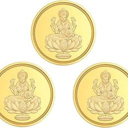 Joualukkas 22K (916) Lakshmi Design Gold Coin (1 Gm * 3 Pcs)-3