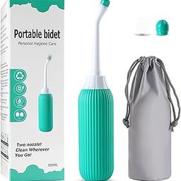 ARLICORPING 500ML Plastic Retractable Handheld Bidet Portable of Antislip, Angled Nozzle Spray Easy to use Portable Bidet with Travel Bag (Green)-10