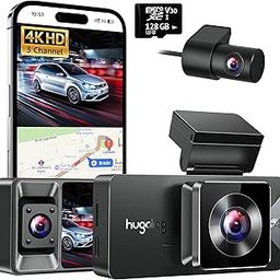4K Dash Cam with 128G Micro SD Card, Black, Hugolog-picture-23
