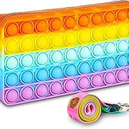 VGRASSP Pop It Fidget Pencil Pouch Toy for Kids - Silicone Bubble Bag with Zipper and Strap - Stress-Relief Storage Case for Boys and Girls - Birthday Gift - Color As Per Stock-image-29