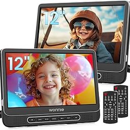 WONNIE - Two 12" Car DVD Players, Dual Screen, Portable, Car Headrest with 5 Hour Rechargeable Battery, 2 Mounting Brackets, Free of-image-45