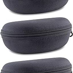 Visions India Unisex Semi Hard Tricot Lined Zippered Black Eyewear Cover Case Pouch (Black, Free Size) - Set of 3 Pcs-picture-40
