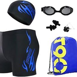 Man Swim Suit Professional Universal Beach Trunks with Cap & Goggles Summer Beach Swimming Shorts Swimming Trunks-image-14