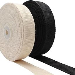 Dortrue Cotton Webbing 1 Inch 2 Rolls/ 20 Yards Webbing Straps for Bag Handles, Tote Bag, Cloth Belt, Arts and Crafts (Black, Natural)-22