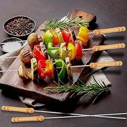 Shopping Tadka Barbecue Skewers Sticks 12 Inch Long Wooden Handle BBQ Skewers for Cooking Paneer Tikka, Seekh Kabab, Tanduri Chicken, Tanduri Gobi, Veg Tikks, Kebabs Etc 4 Pc-image-15