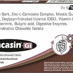 Zincasin-Gi Advanced Gastrointestinal Support Chewable Tablets, Sugar-Free & Gluten-Free, 30 Tablets with Digestive Enzymes & Probiotics-image-33