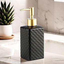 The Better Home Bathroom Soap Dispenser | Ceramic | 350ml Shampoo Lotion Hand wash Dispenser for Kitchen Sink | Black | 1 Pack-image-72