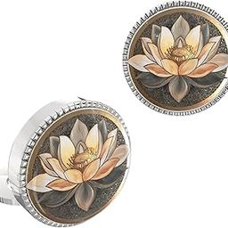 18K Yellow Gold Colour Plated Lotus Button Cover Cufflinks for Men – Resilience-Inspired Floral Snap-on Shirt Accessory-image-78