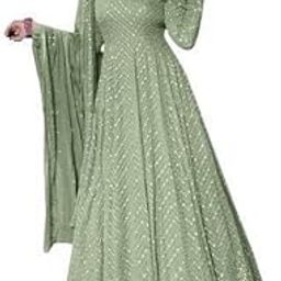 Pristiq Fashion Women Georgette Anarkali Gown with Duppata Set-image-62