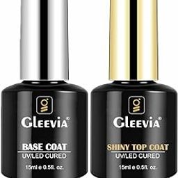 Gleevia No-Wipe Glossy Top Coat & Base Coat Combo Pack 15ml Each – Professional Gel Nail Polish Kit for Long-Lasting High Gloss Finish | Soak-Off UV/LED Gel DIY Manicure at Home (Set of 2)-13