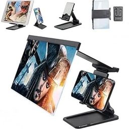 12-Inch 3D Phone Screen Magnifier with HD Fresnel Lens Adjustable Holder & Foldable Stand for Immerse Viewing 𝐅𝐫𝐞𝐞 𝐌𝐚𝐢𝐧𝐭𝐞𝐧𝐚𝐧𝐜𝐞-12