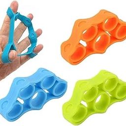 Silicone Hand Grip Strengthener 3 Levels Finger Stretcher Resistance Trainer Bands for Kids & Adult Athletes Pianists Forearm Finger Exerciser - Multicolor (Set of 3)-image-97