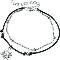 Italian Designer Silver Plated Anklets for Women (Black)(9779a)-26