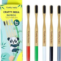 Crafty India Round Bamboo Toothbrush for Adults Eco Friendly Organic Toothbrushes Anti Bacterial Biodegradable Toothbrushes (Pack of 5)-image-65