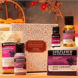 Soulflower Lavender Try me Bath Set (Bath salt, Massage Oil, Candles) (Pack of 1)-31