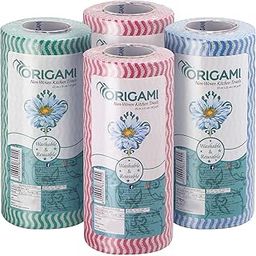 Origami Non Woven Reusable Kitchen Towel Roll - Pack of 4 (80 Pulls Per Roll, 320 Sheets) | Home & Commercial Use-picture-28