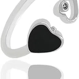 saizen Valentines Black Heart Austrian Crystal Lovers Ring for Women-picture-5