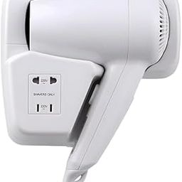 Eston Wall Mounted Hotel Hair Dryer with Shaver Socket (White) – 1200W Compact Blow Dryer for Bathrooms | Safe, Quiet & Auto-Off Design for Hotels, Guest Houses, Gyms, Airbnbs-white-image-11