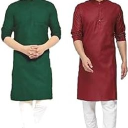 Men's Cotton Kurta Pyjama Set Combo - Pack of 2 | Traditional Ethnic Wear for Festivals & Celebrations-picture-2
