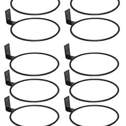PRIME KRAFTS 5 INCH Flower Pot Holder Bracket Ring, Wall Mounted Metal Planter Ring Hooks Hangers Wall Planter Hook for Indoor and Outdoor (Black - Pack of 10)-image-1