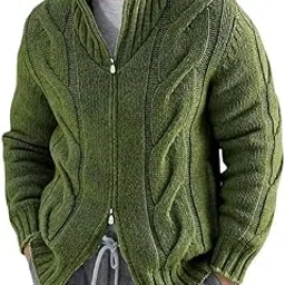 kacheeg Men's Cable Knit Cardigan Sweater with Button Closure and Pockets for Autumn and Winter-picture-5