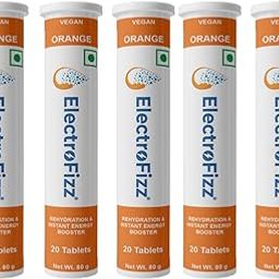 ElectroFizz Electrolyte Instant Energy and Hydration Sports Drink -100 Effervescent Tablets (Pack of 5 tubes) (Orange)-image-75