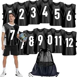 PULUOMASI Scrimmage Training Vest (12 Pack) Team Sports Pinnies Jerseys for Adult Youth Soccer Bibs Numbered Practice Jerseys-image-77