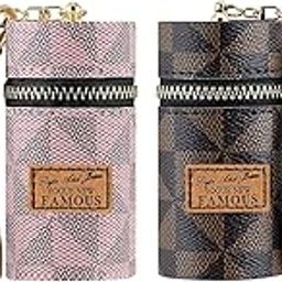 Woleebee Luxury Leather Lipstick Organizer with Keychain – Portable Mini Lip Gloss Case for Purse, Travel Makeup Holder for Lipstick, Perfume, Fingernail Polish, Earphone, Coins (Multicolor)-image-7