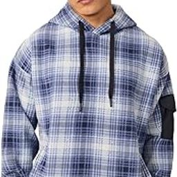 Polar Fleece Hoodie: Blue Checks Men and Boys Long Sleeves Hooded Neck Polyester Oversized Hoodies-image-51