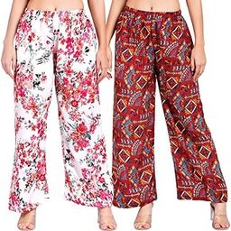 Women's Designer Relaxed Wide Leg Printed Casual Palazzo | Western Design Comfortable Wear Palazzo Pants for Girls and Women's | Designer Regular Fit All Over Design Palazzo Pack of 2-picture-2