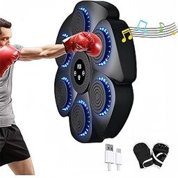 Music Boxing Machine with Boxing Gloves, Wall Mounted Smart Bluetooth Music Boxing Workout Machine with LED and 18 Speed Fitness Trainer, Punching Music Boxing Machine Equipment for Home Gym, Red-picture-26