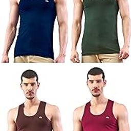 Round Neck Sleeveless Vest for Men | Premium Colored Vest | Stylish & Sweat-Absorbing Undershirt Pack of 4-image-16