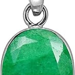 Natural 14.25 Ratti 13.67 Carat Emerald Pendant Locket (Natural Panna/Panna Stone Silver Plating Pendant Locket) Original AAA Quality Gemstone Pendant for Men-picture-14