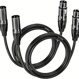 KEBILSHOP 2 Pack Multi-Color XLR Patch Cables, 3-Pin Balanced XLR Male to Female Microphone Cable Mic Cords - for Mic Mixer, Recording Studio, Podcast 10 feet/3 Meter (BLACK)-picture-30
