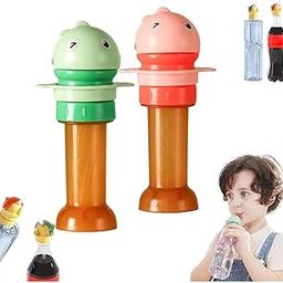 MUREN® Spill-Proof Water Bottle Spout Adapter for Children- Reusable Anti-Choking Water Bottle Nozzle Lid for No Water Spillage During Travel Cute Animal Bottle Topper Straw Set for Kids-2 Pieces-image-41