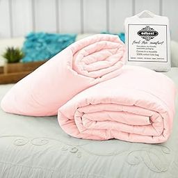 ADBENI HOME European AC Comforter, Cool for Summer, Spring, Fall, 100% Pure Long Strand Silk Filling and 300TC Royal Cotton Satin Cover, Soft Breathable, Cozy, Durable, Double Bed, Blush-picture-6