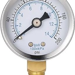UJEAVETTE 1.5'' Face Air Oil Water Pressure Gauge 1/8'' NPT 0-200 PSI Manometer 0-14 Bar-27