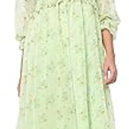 sugathari Chiffon Ditsy Floral Deep V-Neck Ruffle Hem Western Dresses for Women (Dress2 88)-picture-20
