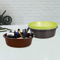 Homestic Pack of 3 Desk Organizer | Stationery Organizer | Multipurpose Organizer | Office Supplies for Pen-Pencil-Staplers | Desktop Organizer | 6 LTR | Gray & Green & Brown-image-94