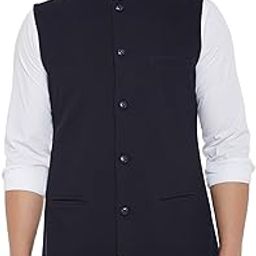Navy Blue Color Cotton Waistcoat for Men-picture-21